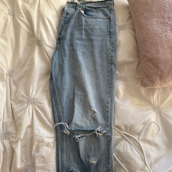 Denim Forum Light Blue Straight Leg Jeans - Picture 9 of 9